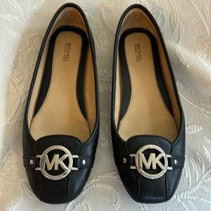 Michael Kors leather flats. Silver MK hardware